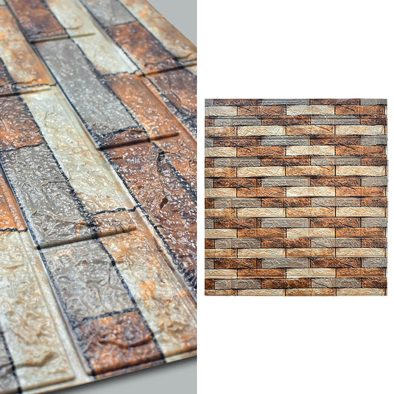 10pcs-Bag 3D Brick Pattern Wallpaper for Living Room Bedroom TV Wall 77x70cm Waterproof