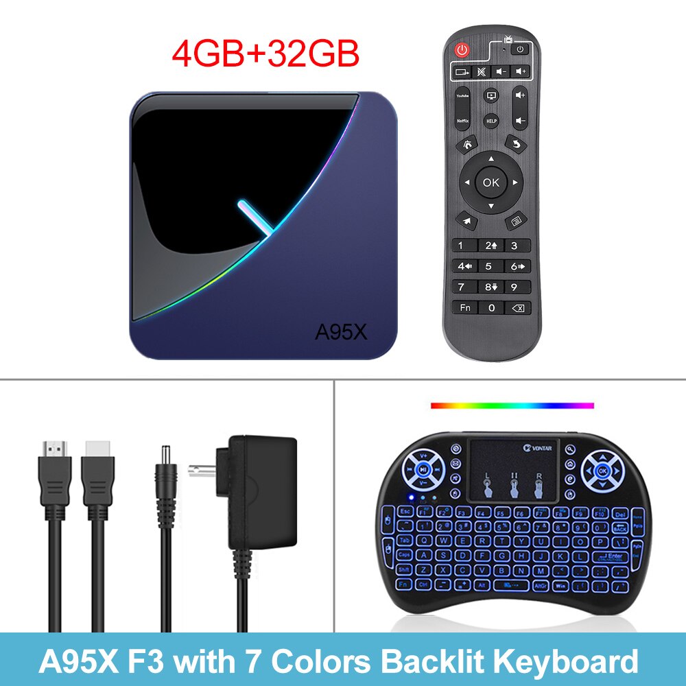 VONTAR A95X F3 RVB TV Box Android 9.0 4 Go 64 Go 32 Go Amlogic S905X3 8K 60fps