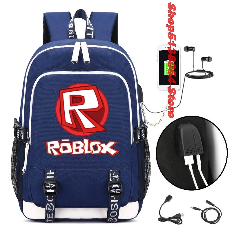 Roblox Backpacks for School with USB Charging for Kids Boys Teenagers Men School Bags Travel Laptop Mochilas