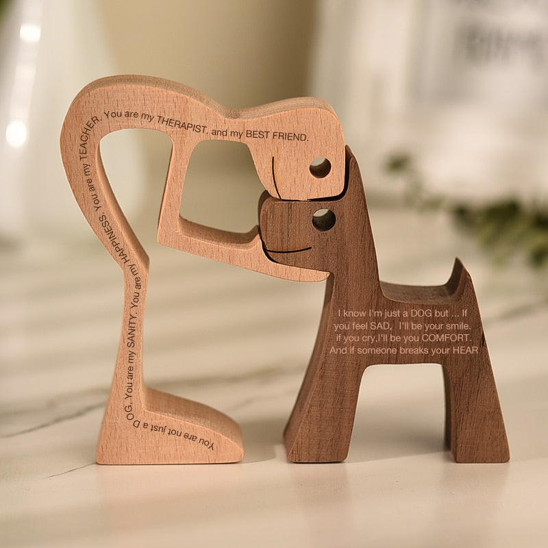 Wooden Dog Figure for Desk - Creative Pet Decoration