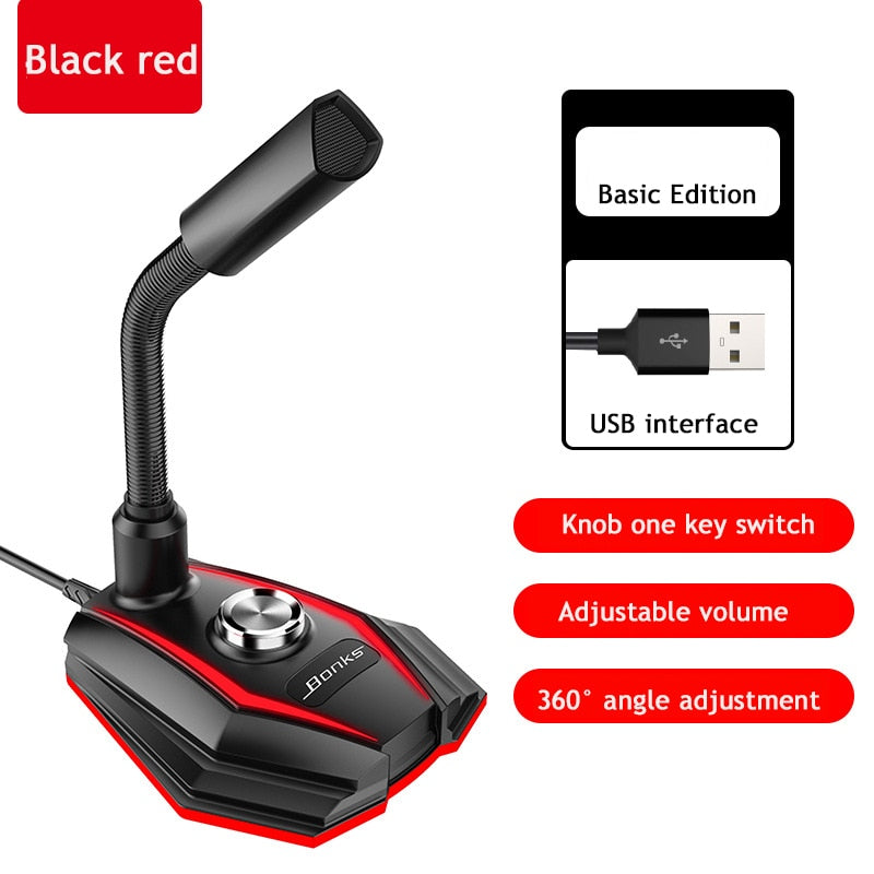 Computer USB microphone with RGB base and HD sound card