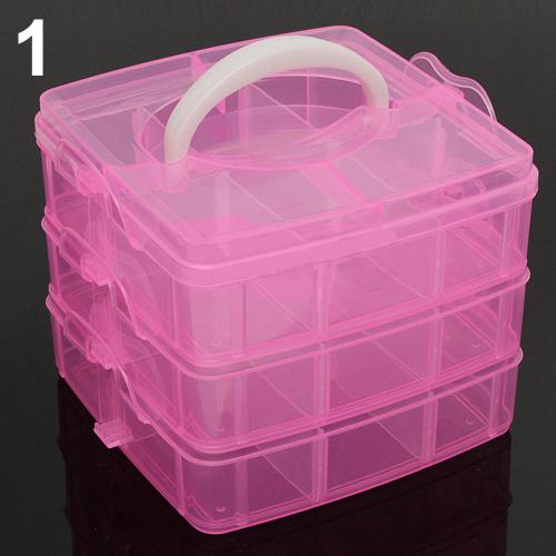 3-layer 18-compartment storage container for jewelry and beads