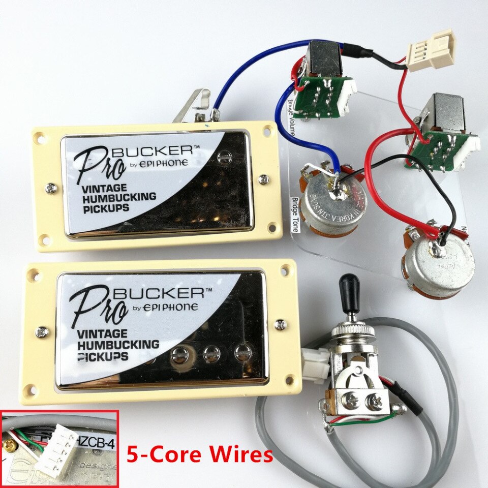 1 set of Nickel LP Standard ProBucker N&amp;B electric guitar humbucker pickups with Pro wiring harness for EPI, silver cover