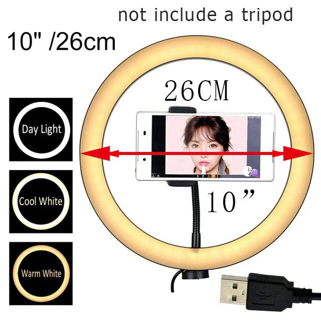 Video YT Fill Ring Light Lamp Tripod Stand Photo LED Selfie BT