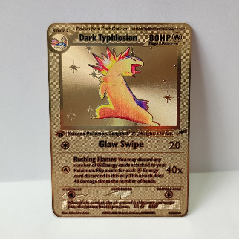 Pokemon Spiel Anime Kampf Karte Gold Metall