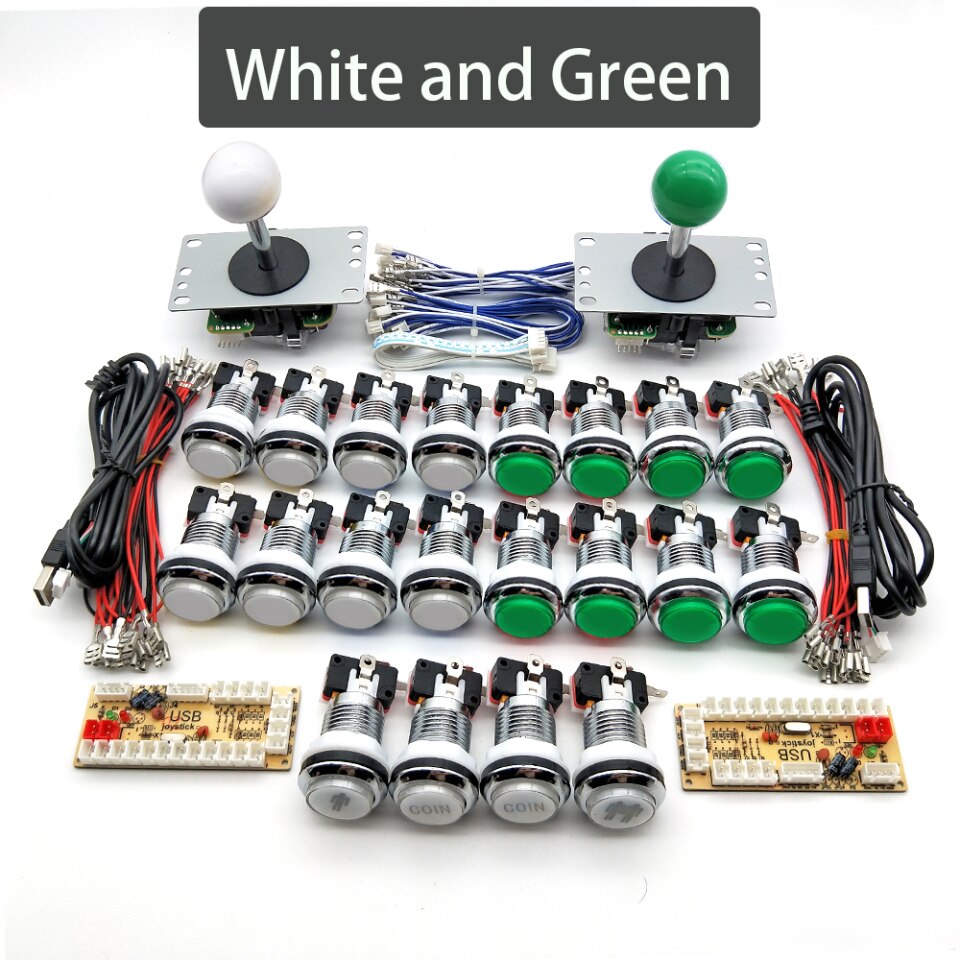 Arcade Kabinett DIY Kit, 5V LED, Chrom Druckknopf, SANWA Joystick, 1 & 2 Spieler, COIN USB zu PC, Raspberry Pi