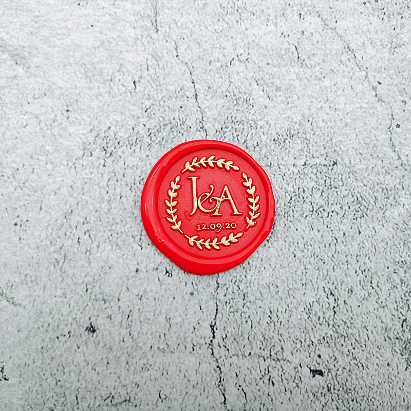 DIY personalized stamp with wax seal for wedding