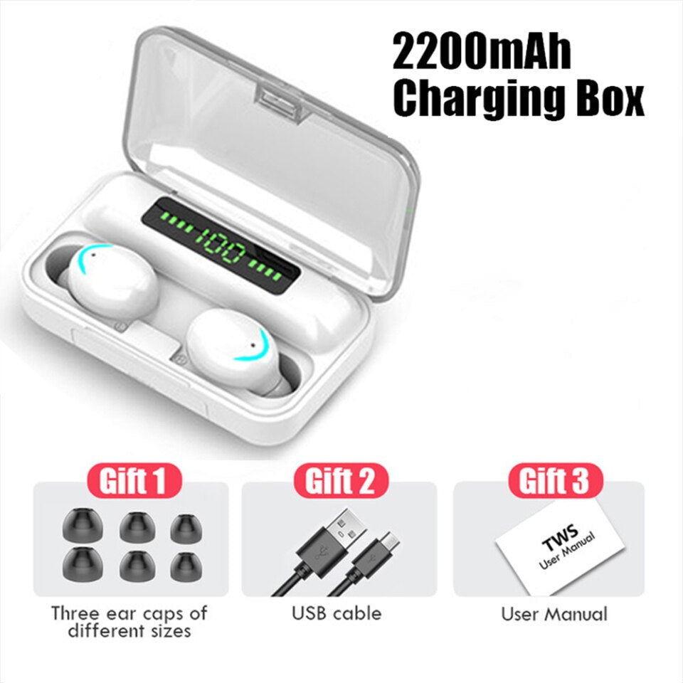 TWS F9 Ohrhörer V5.0 Sport Wasserdicht Bluetooth Kopfhörer Mini Touch Control Noise Cancelling