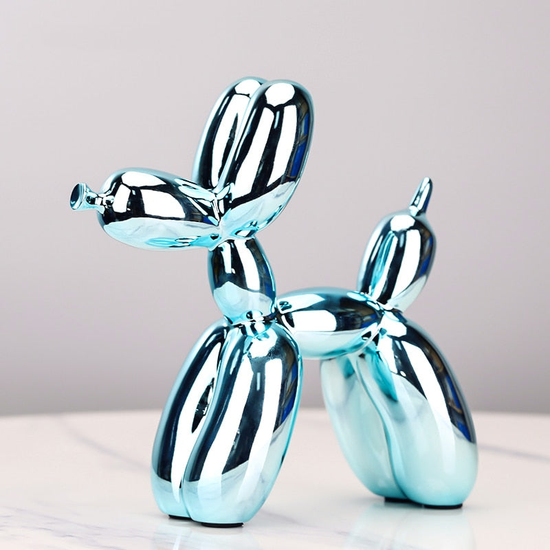 Nordic resin dog craftsmanship, electroplating balloon dog sculpture, home decoration for modern living room