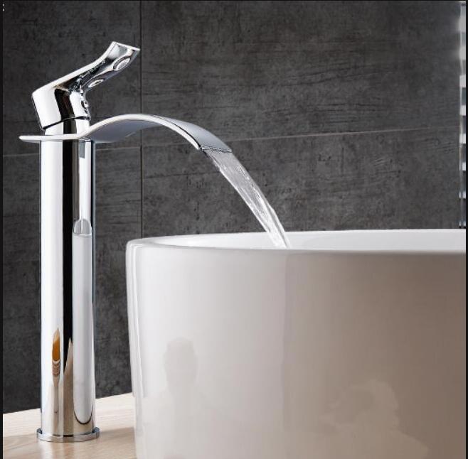 Gold White Waterfall Bathroom Faucet Brass Hot Cold Sink Faucet