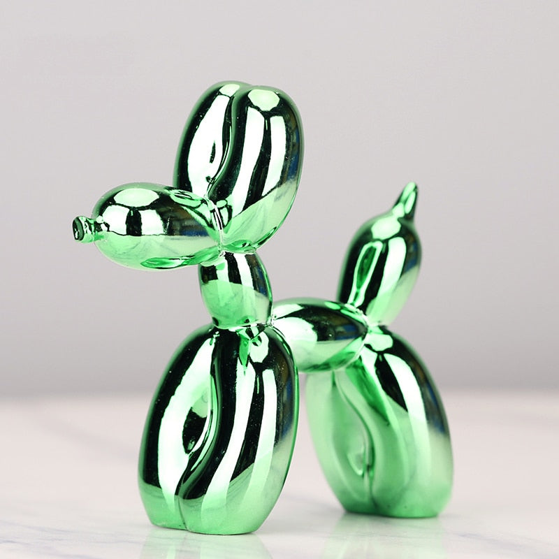 Nordic resin dog craftsmanship, electroplating balloon dog sculpture, home decoration for modern living room