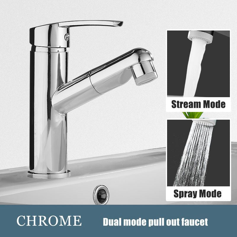 XUNSHINI Bathroom Kitchen Sink Faucet - Single Handle, Pull Out Spray, Hot and Cold Water