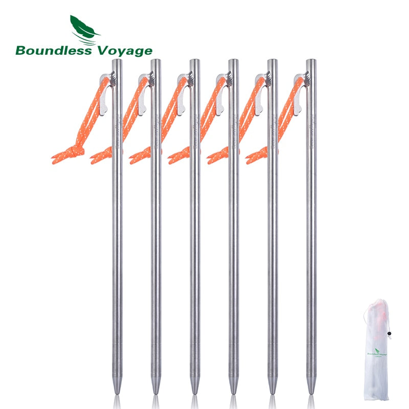 Boundless Voyage Titanium Alloy Tent Pegs Heavy Duty Nails Camping Pins 20cm 24cm 30cm 35cm 40cm