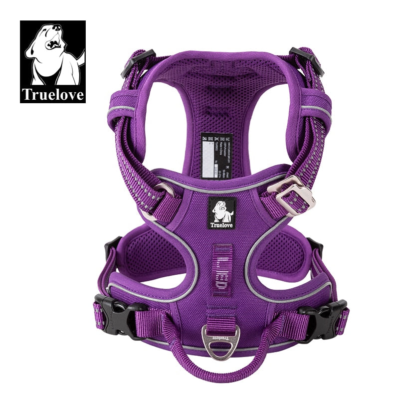 Reflective Nylon Dog Harness, No Pull, Adjustable, Medium