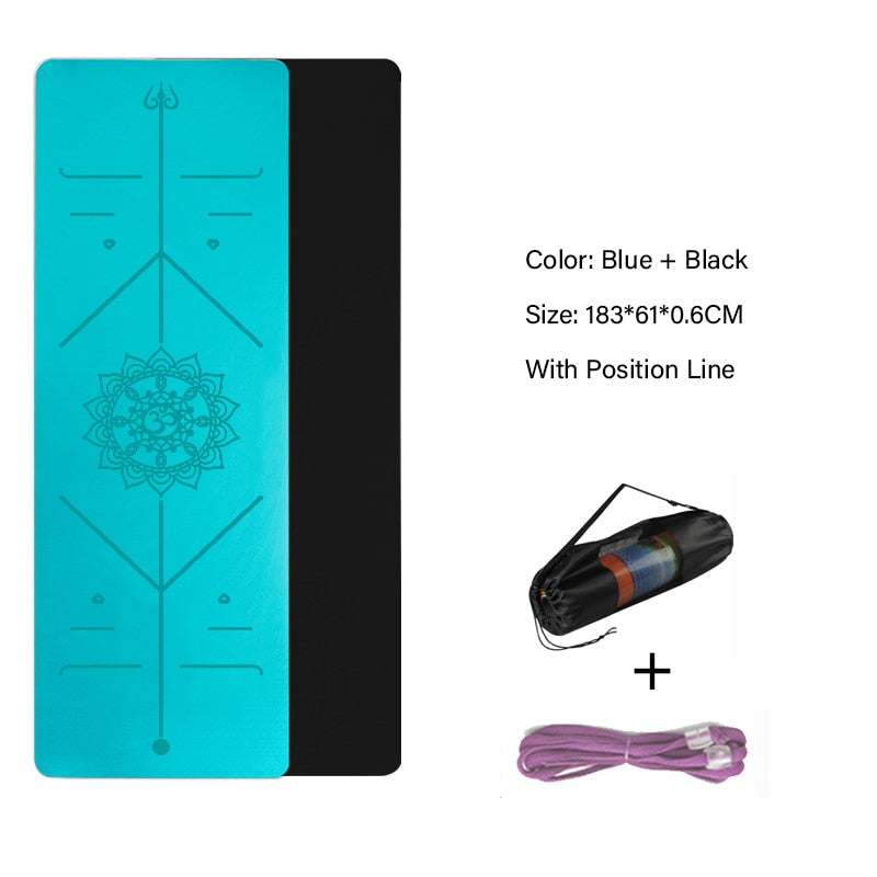 TPE Yoga Double Layer Mat with Position Line for Fitness and Pilates