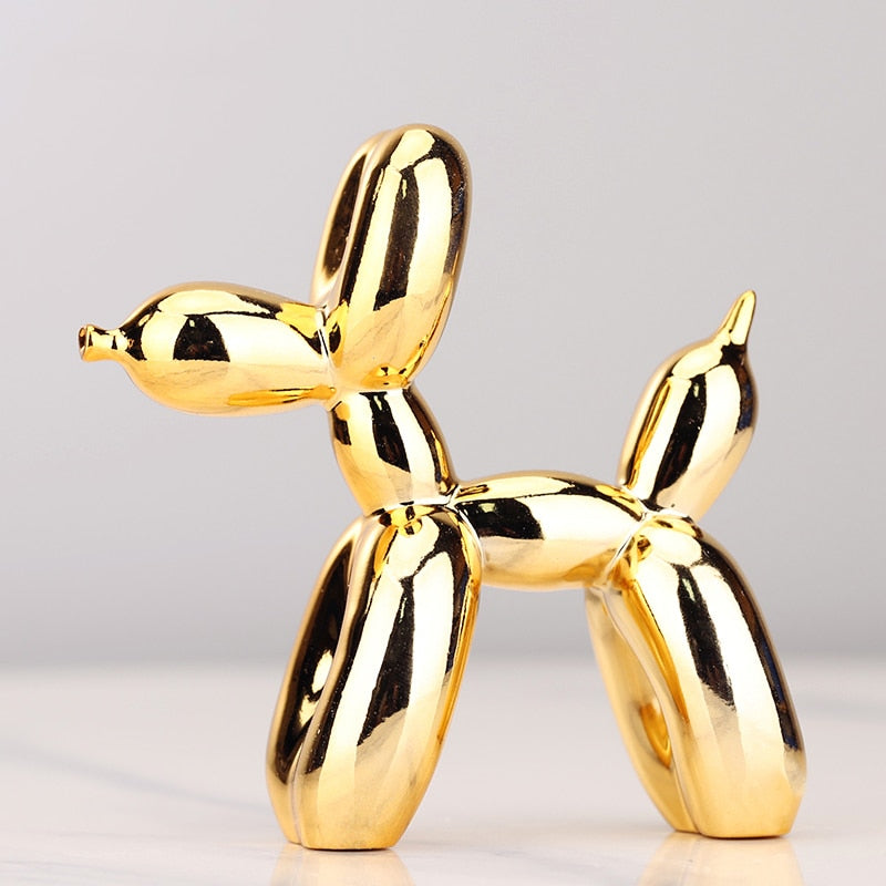 Nordic resin dog craftsmanship, electroplating balloon dog sculpture, home decoration for modern living room