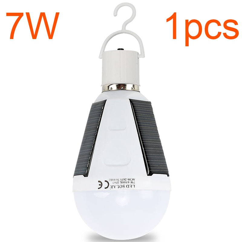 Rechargeable LED Bulb E27 LED Solar Lamp 7W 12W 85V-265V Outdoor Emergency Travel Fishing Camping Light