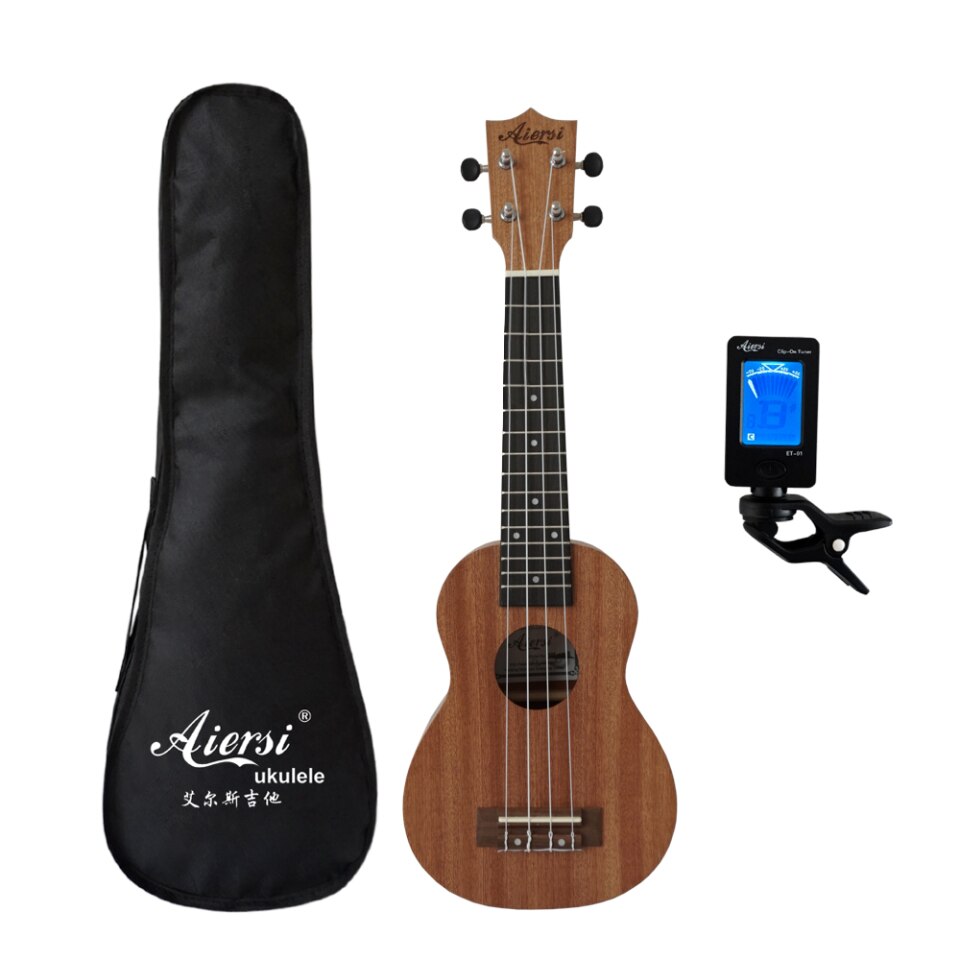 Aiersi 21" Mahogany Soprano Ukulele, Gecko, 4 Strings