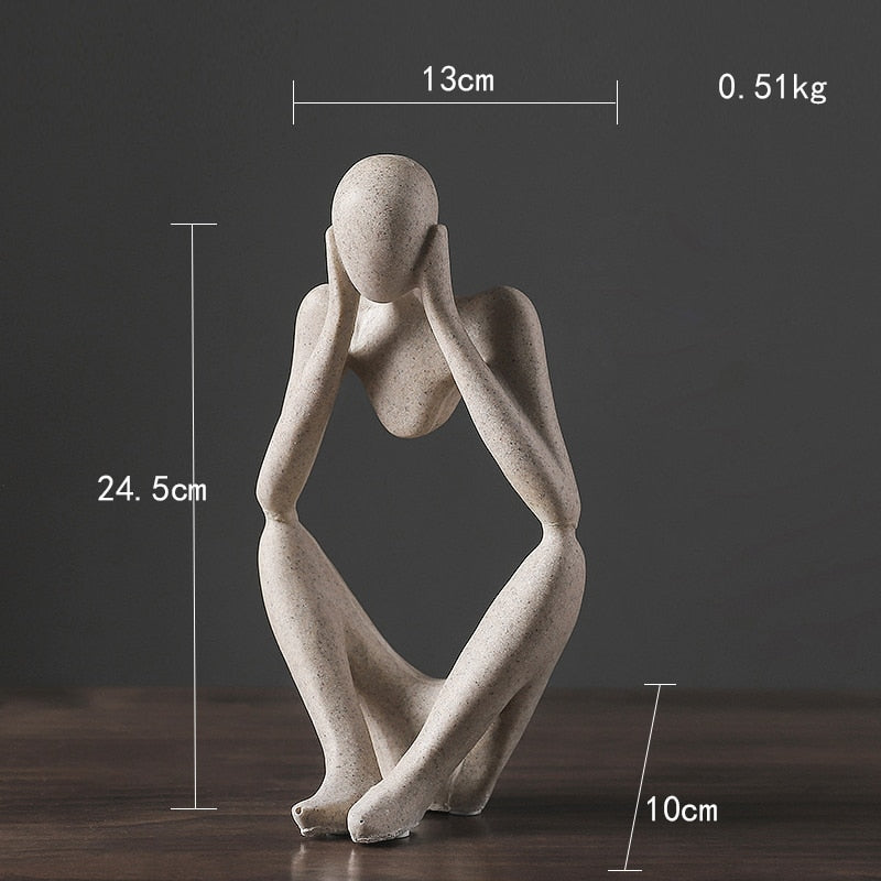 VILEAD Nordic Abstract Thinker Statue Resin Figurine Office Home Decoration Desktop Decor Handmade Crafts Sculpture Modern Art
