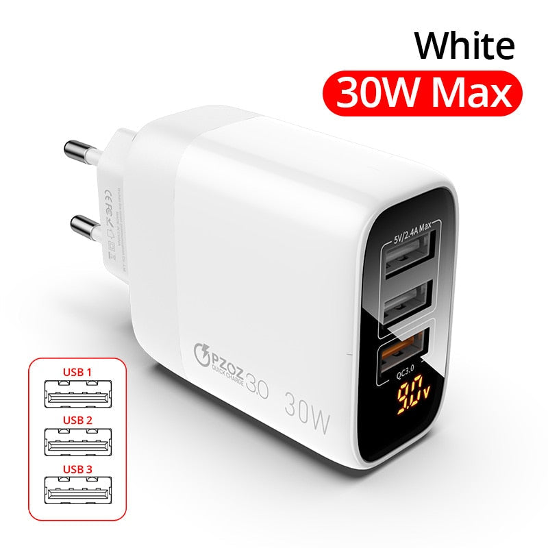 PZOZ USB Charger 30W PD 18W LED Display For iphone 12 pro max 11 8 Samsung xiaomi redmi usb c