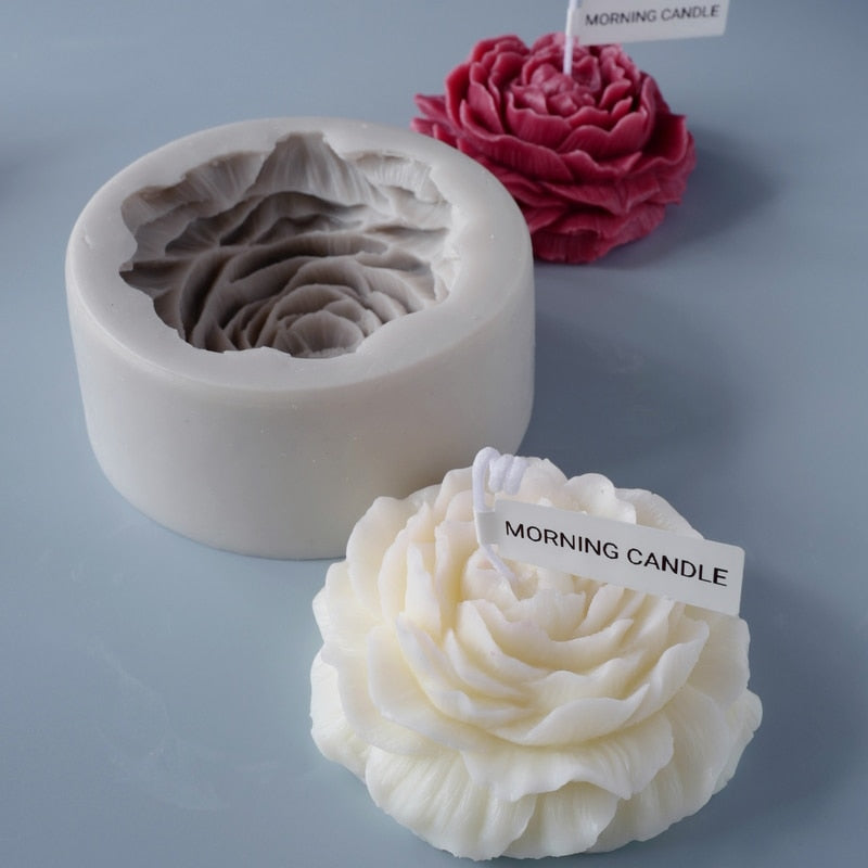 Aromatherapy Candle Silicone Mold Large Peony