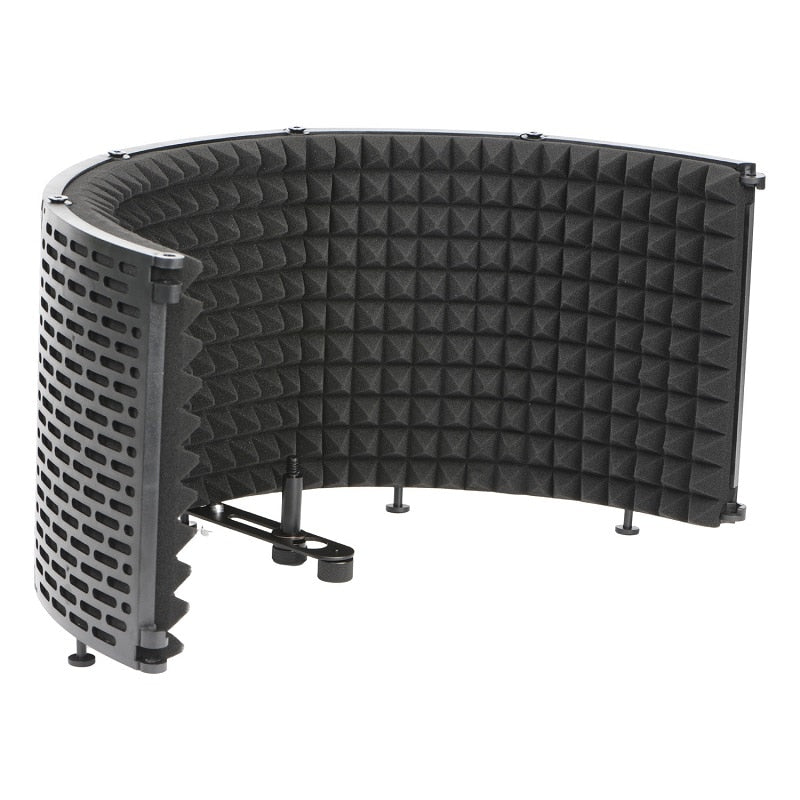 Studio microphone windshield: foldable, adjustable, sound-absorbing
