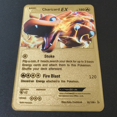 Pokemon Spiel Anime Kampf Karte Gold Metall