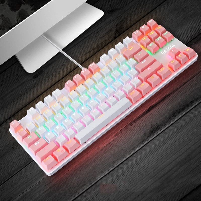 Mechanical wired gaming keyboard, 87 keys, blue switch for professional gamers