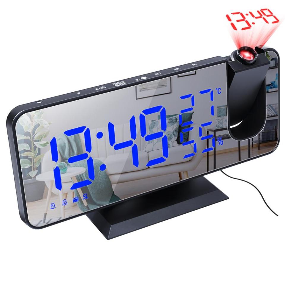 LED Alarm Clock Table Clock USB FM Radio Time Projector Snooze 2 Alarm