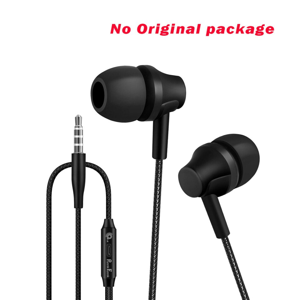 PunnkFunnk Metall-Kopfhörer 1.2M Bass Stereo Sport In-Ear W-Mic Lautstärkeregler für Samsung Iphone 5 6 7 8 11
