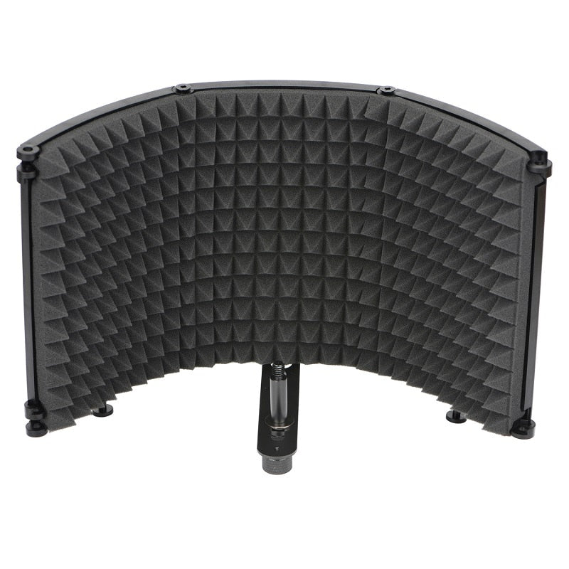 Studio microphone windshield: foldable, adjustable, sound-absorbing