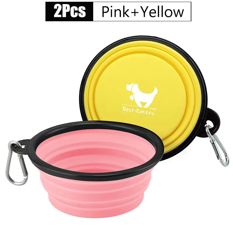 2-Pack zusammenklappbare Hundenäpfe für Reisen Haustier tragbare Wassernapf für Reisen Camping mit 2 Karabinerhaken