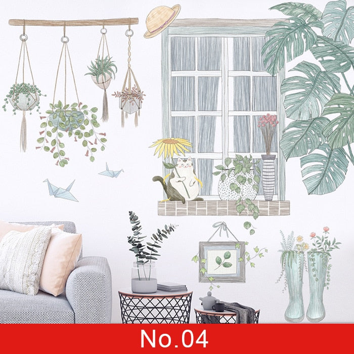 Green wall sticker for room decoration