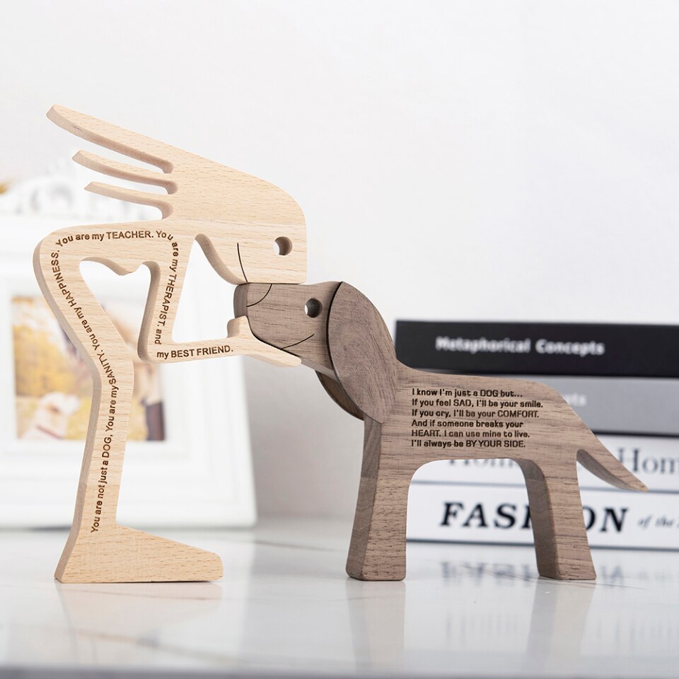 Wooden Dog Figure for Desk - Creative Pet Decoration
