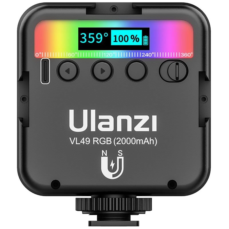 Ulanzi VL49 RGB LED Video Light 2500K-9000K 800LUX