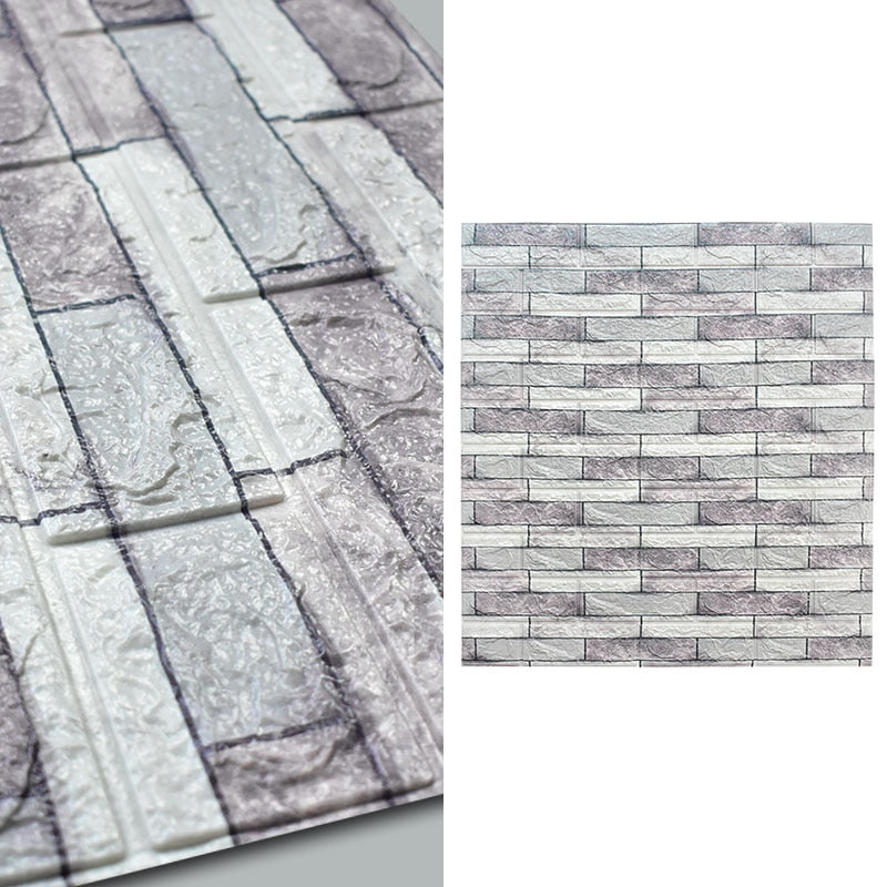 10pcs-Bag 3D Brick Pattern Wallpaper for Living Room Bedroom TV Wall 77x70cm Waterproof
