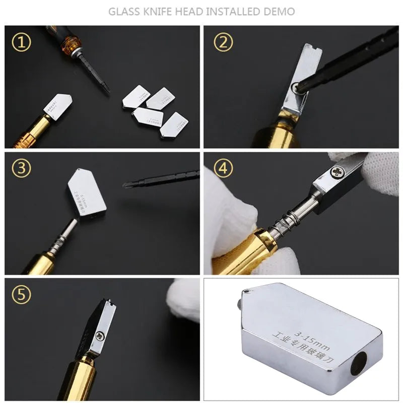 1pc Glass Straight Cutting 3-15mm Glass Tile Cutter Head Replacement Accessory