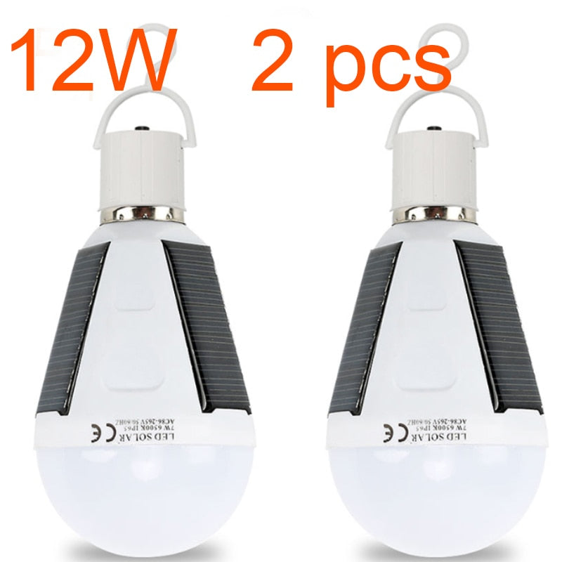 Rechargeable LED Bulb E27 LED Solar Lamp 7W 12W 85V-265V Outdoor Emergency Travel Fishing Camping Light