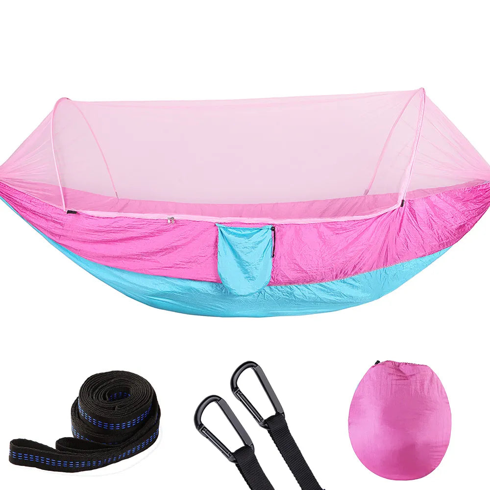 2023 Camping Hängematte mit Moskitonetz Pop-Up Licht Portable Outdoor Parachute