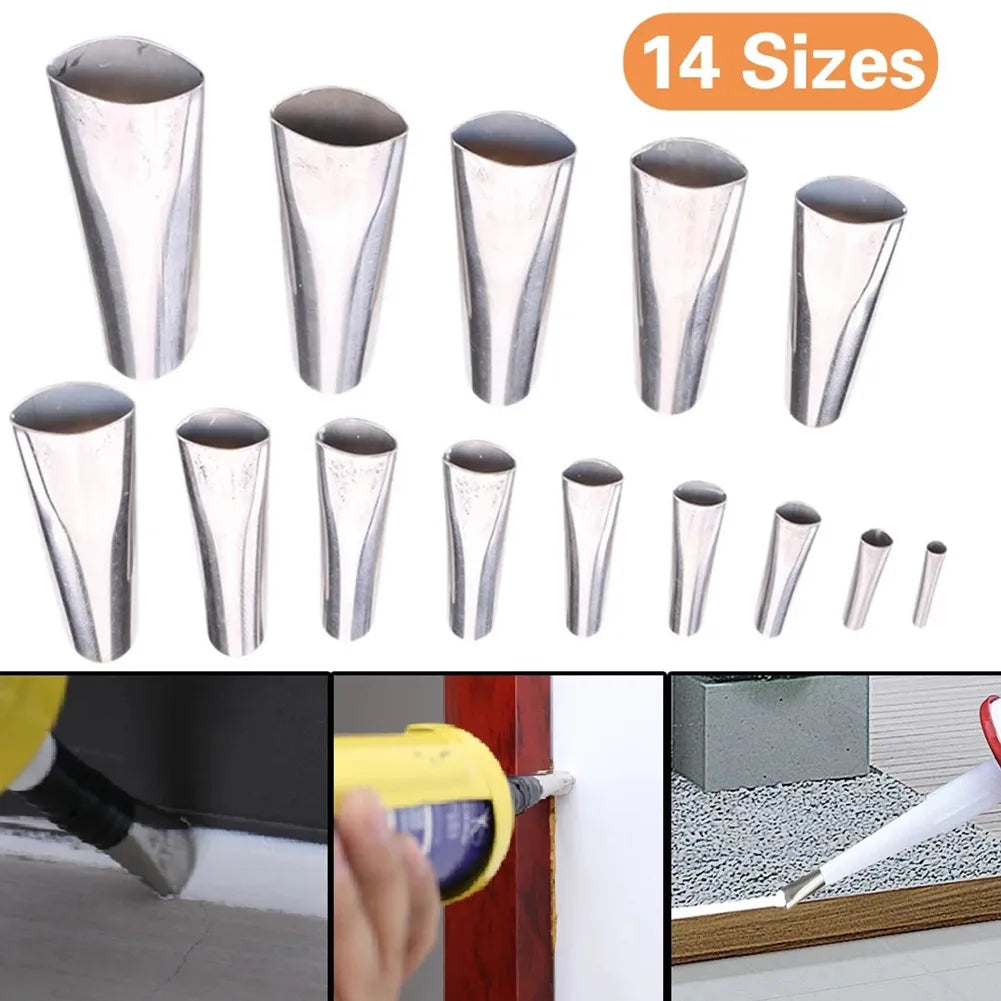 14 pieces sealing nozzles applicator sealant finishing tool stainless steel 14 sizes hand tools