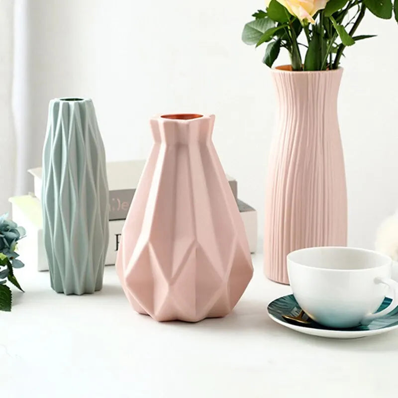 Vase à fleurs moderne, panier en plastique blanc rose bleu, style nordique, 1 pièce