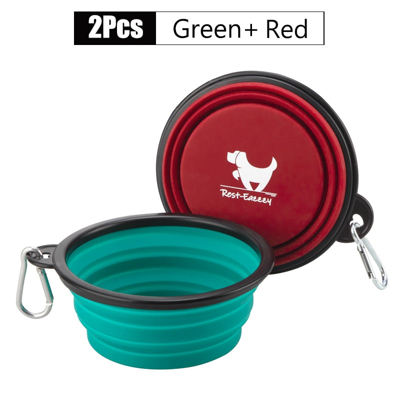 2-Pack zusammenklappbare Hundenäpfe für Reisen Haustier tragbare Wassernapf für Reisen Camping mit 2 Karabinerhaken
