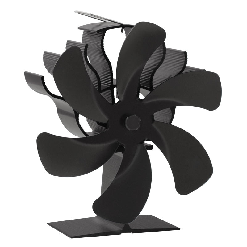 6-blade stove fan, black (fireplace fan)