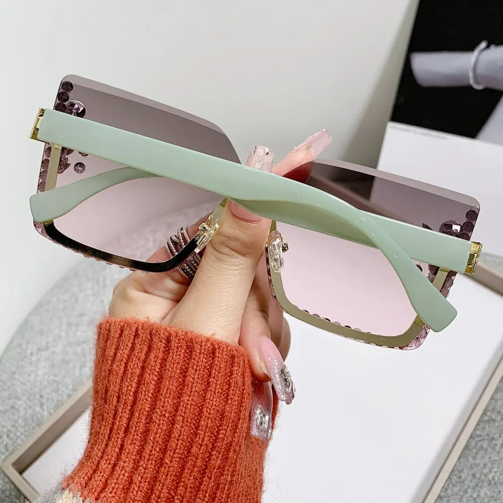 Women Festival Bling Rhinestone Square Sunglasses Female Trendy