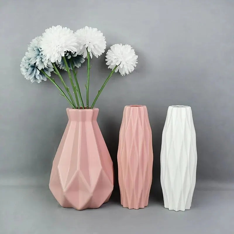Vase à fleurs moderne, panier en plastique blanc rose bleu, style nordique, 1 pièce