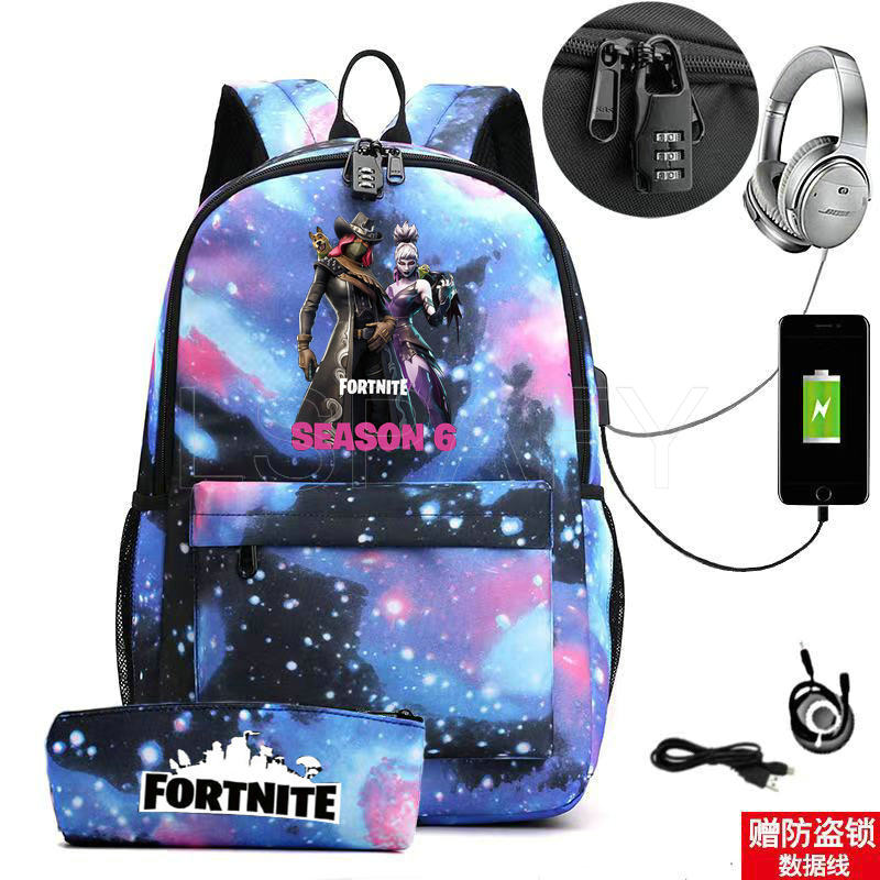17-inch USB Charging FORTNITE Backpack for Kids and Teens