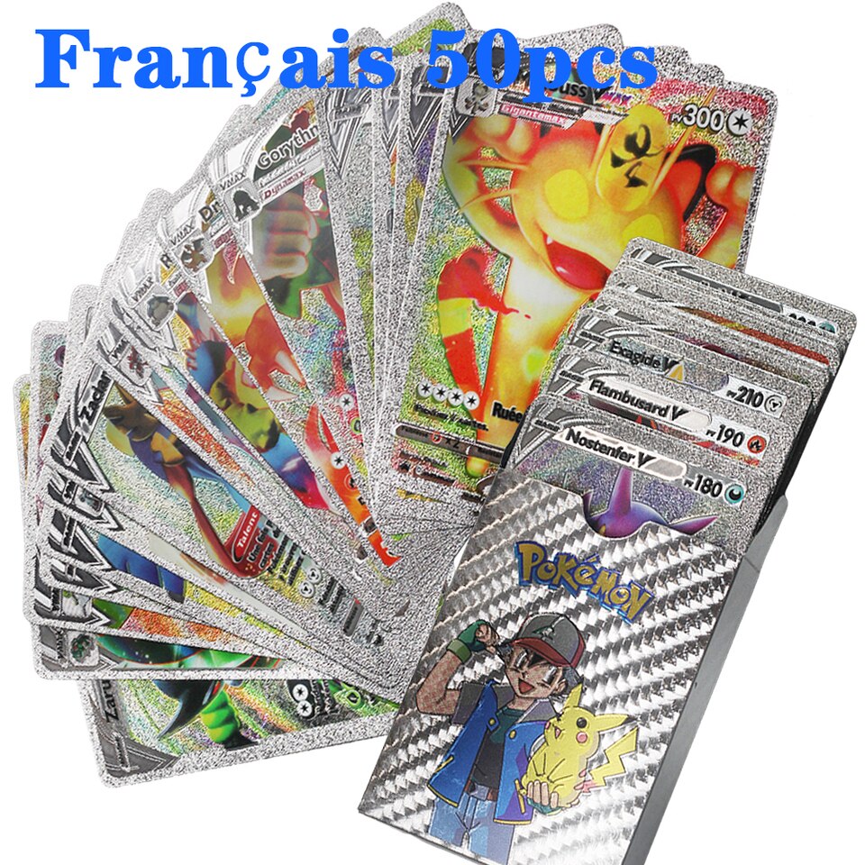 New Pokemon Cards Metal Gold Vmax GX Energy Card Charizard Pikachu Rare Collection