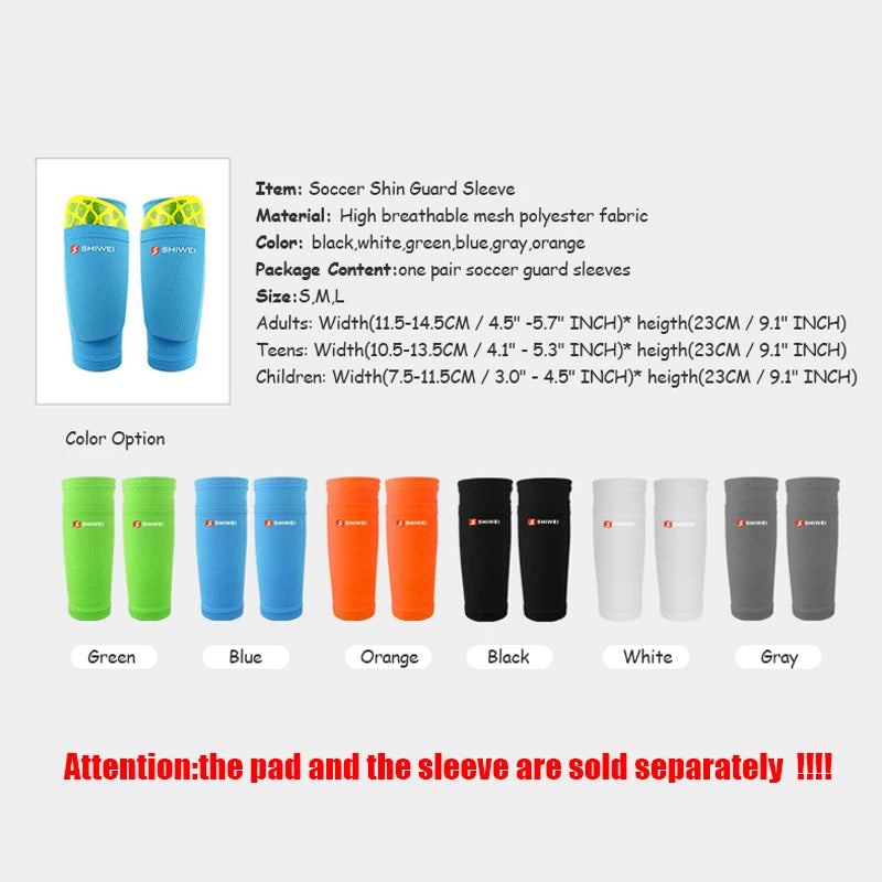 1 Pair Sports Football Shin Guards Pad Sleeve Sock Leg Support