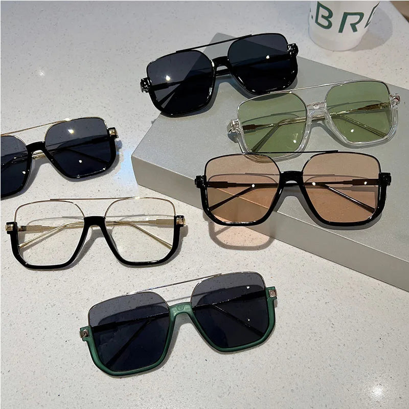 KAMMPT Vintage Oversized Sunglasses Fashion Men Women Square
