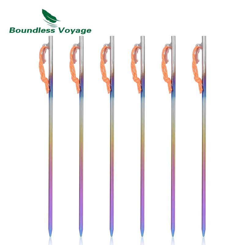 Boundless Voyage Titanium Alloy Tent Pegs Heavy Duty Nails Camping Pins 20cm 24cm 30cm 35cm 40cm